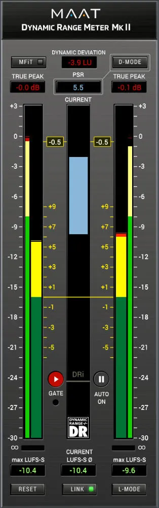 DRMeter MkII Upgrade from DRMeter loudness meter plugin by MAAT interface