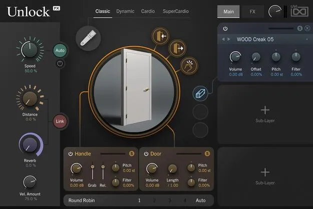 Unlock by UVI door foley sound design plugin interface