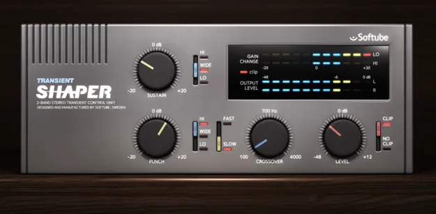 Transient Shaper by Softube dual-band transient processing plugin interface