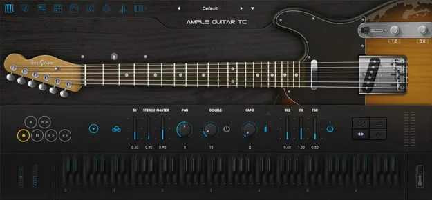 Ample Guitar TC virtual Telecaster-style guitar plugin interface by Ample Sound