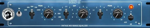 VEQ-5 vintage mid-range EQ plugin interface by Black Rooster Audio