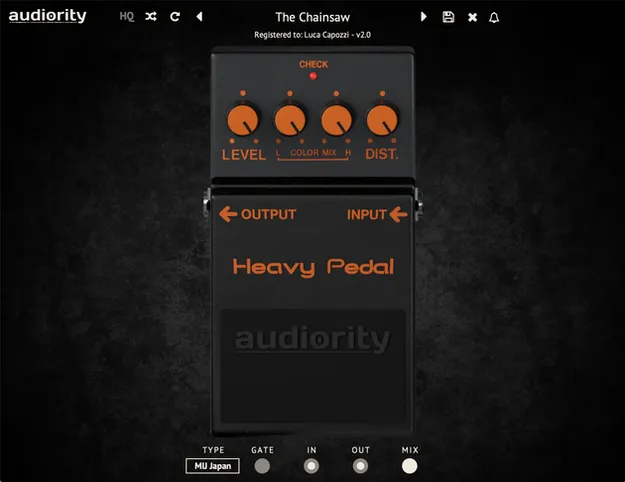 Heavy Pedal mkII by Audiority distortion plugin interface