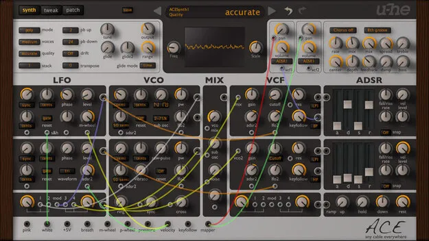 ACE modular-style synth plugin interface by u-he