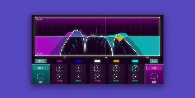 LFO-EQ by DHPlugins modulated EQ plugin interface