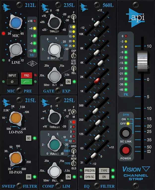 API Vision Channel Strip plugin interface by Universal Audio
