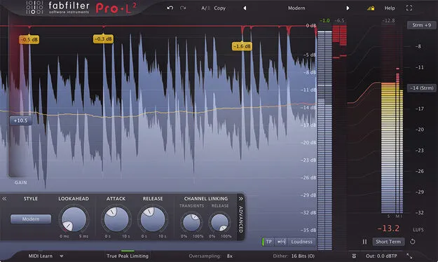 FabFilter Pro-L 2 limiter plugin interface