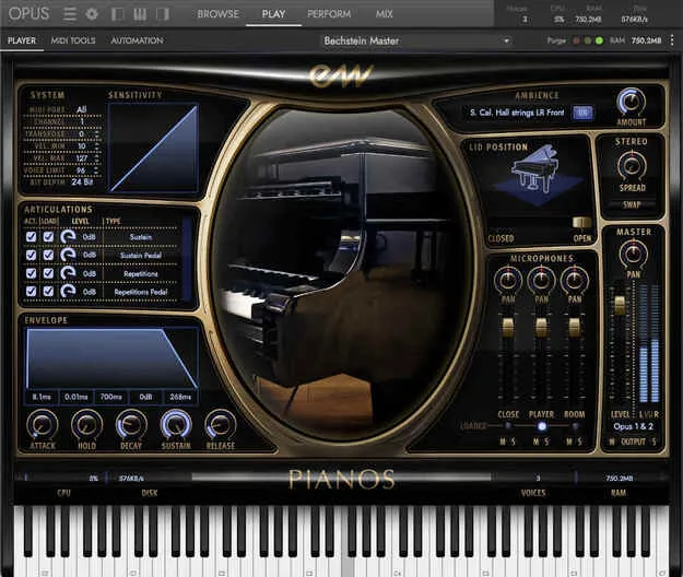 Pianos Platinum Bundle by EastWest Sounds piano plugin interface