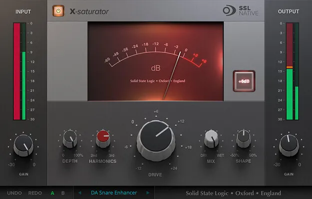 SSL Native X-Saturator saturation plugin interface by Solid State Logic