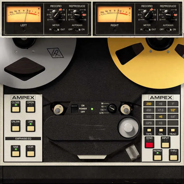 Ampex ATR-102 Mastering Tape Recorder plugin interface by Universal Audio with tape reels