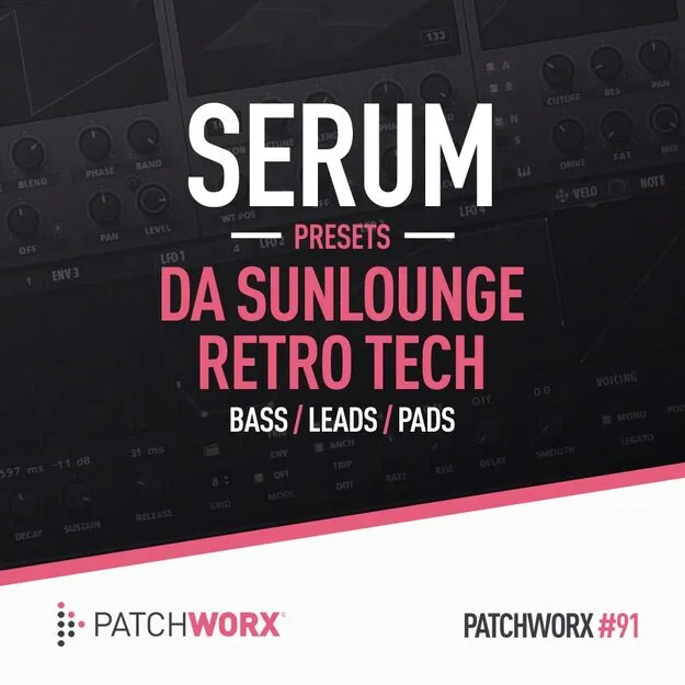 Da Sunlounge Retro Tech Serum presets pack artwork for Xfer Records Serum
