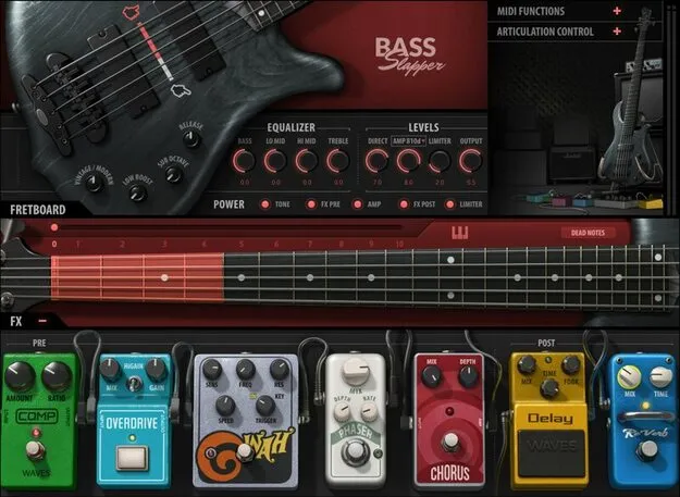 Bass Slapper by Waves slap bass virtual instrument interface