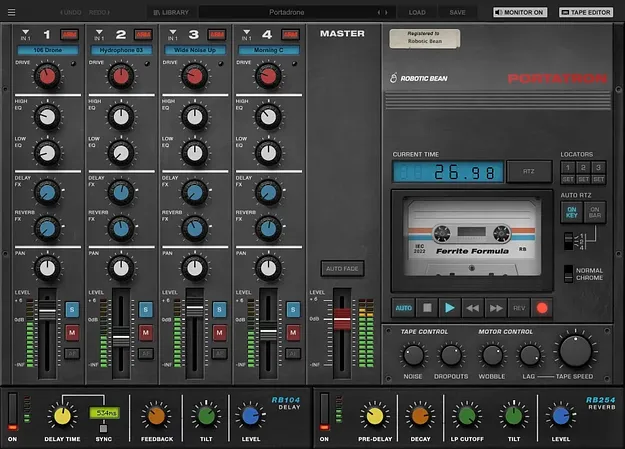 Portatron tape loop synth plugin interface by Robotic Bean