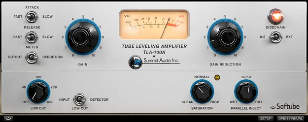 Summit Audio TLA-100A Compressor by Softube plugin interface
