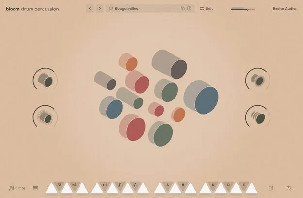 Bloom Drum Percussion by Excite Audio percussion plugin interface