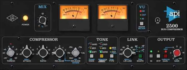 API 2500 Bus Compressor by Universal Audio plugin interface
