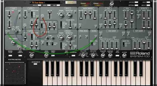 SYSTEM-100 by Roland semi-modular monosynth plugin interface