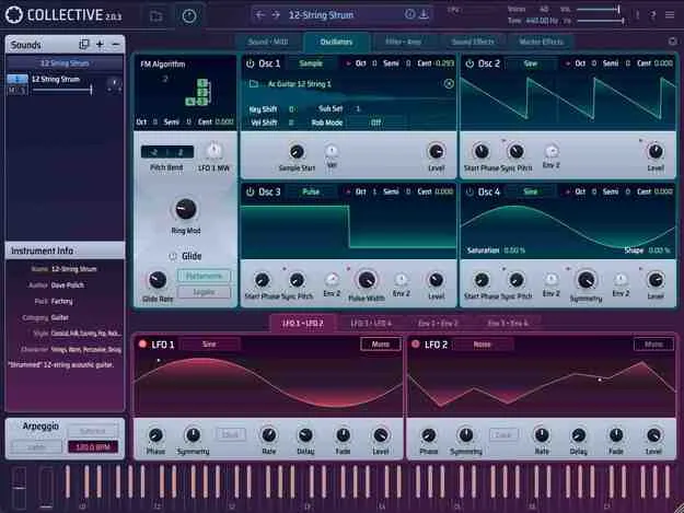 Collective 2 by Tracktion synth plugin interface