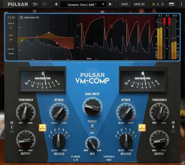 VM-COMP compressor plugin by Pulsar Audio interface