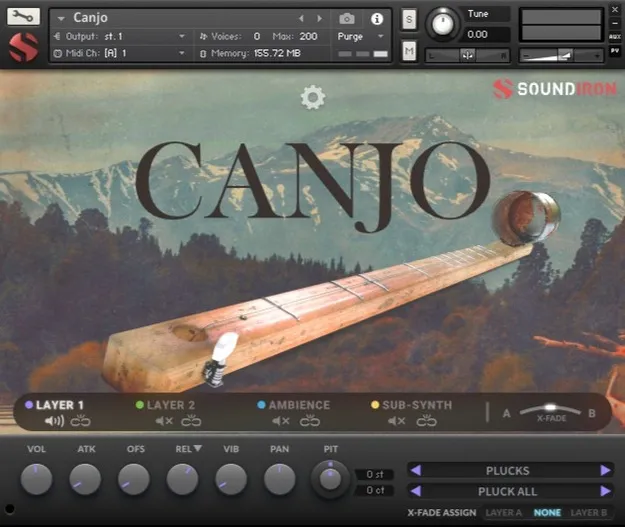 Canjo Kontakt instrument by Soundiron, folk instrument sample library interface