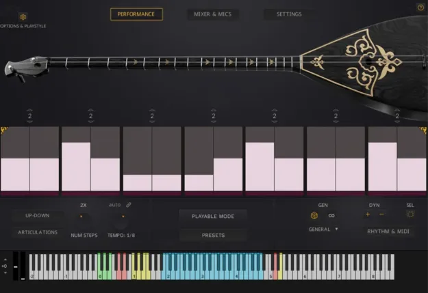Flow & Motion - Dombra Kontakt instrument interface by Wavelet Audio