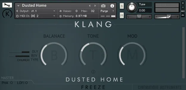 FREEZE: Dusted Home by KLANG Kontakt pad instrument interface
