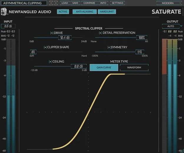 Saturate saturation plugin interface by Newfangled Audio