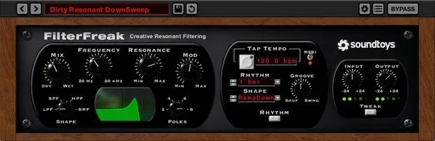 FilterFreak by Soundtoys resonant analog filter plugin interface