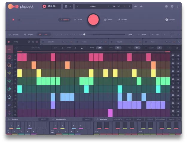 Playbeat 4 drum sequencer plugin interface by Audiomodern