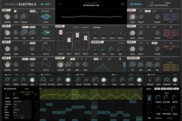 Carbon Electra 2 by Scaler Music synth plugin interface