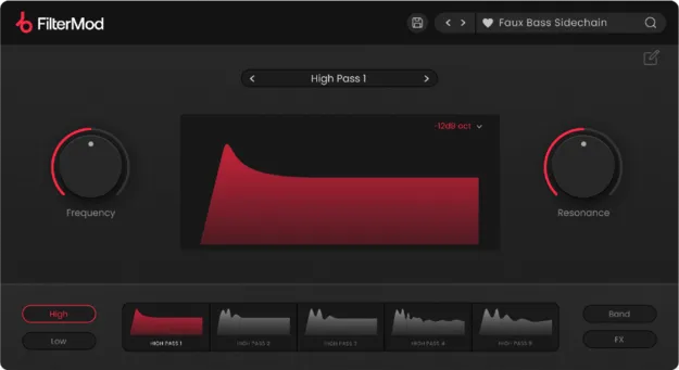 FilterMod filter effect plugin interface by Plugin Boutique