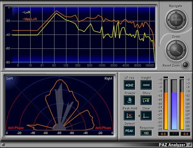 PAZ Analyzer by Waves spectrum analysis plugin interface
