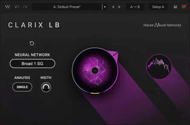 Clarix LB by Waves AI noise reduction plugin interface