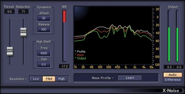 X-Noise noise reduction plugin interface by Waves