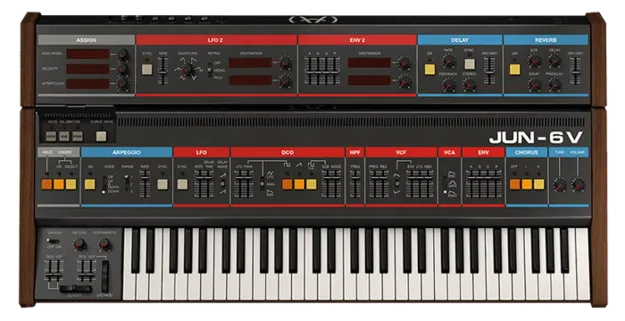 Jun-6 V by Arturia analogue polysynth plugin interface