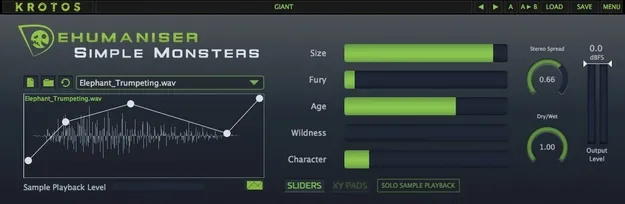 Dehumaniser Simple Monsters by Krotos vocal effects plugin interface