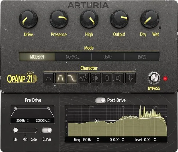 Dist OPAMP-21 by Arturia distortion plugin interface