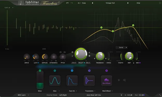 FabFilter Timeless 3 tape delay plugin interface