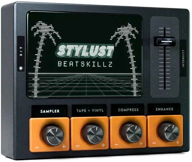 Stylust by BeatSkillz drum break designer plugin interface with X/Y pad