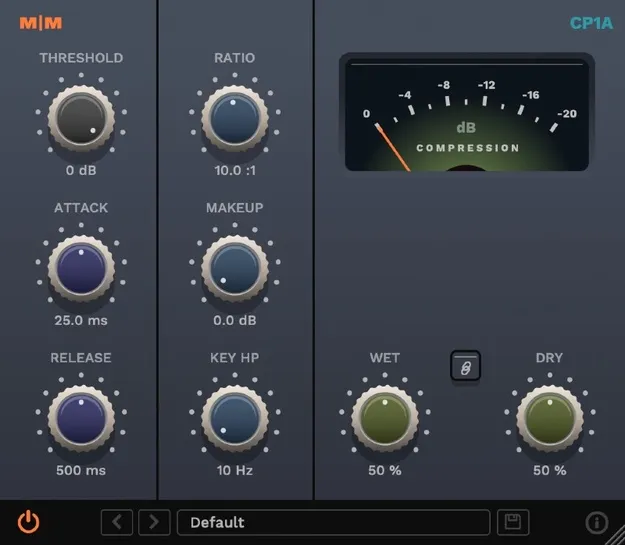 CP1A Compressor by Mellowmuse compressor plugin interface