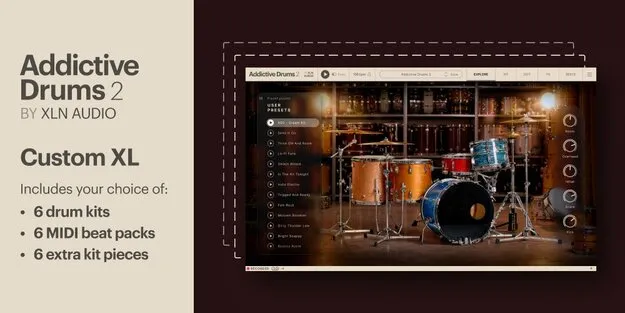 Addictive Drums 2 Custom XL Collection drum plugin interface by XLN Audio