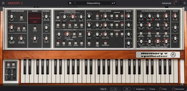 Memory V by Arturia synth plugin interface