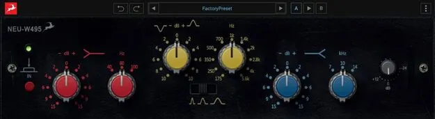 NEU-W495 by Antelope Audio three-band mastering EQ plugin interface