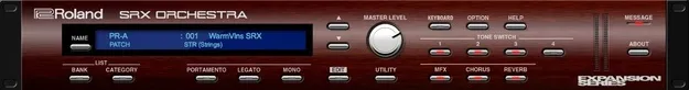 SRX ORCHESTRA by Roland orchestral software synthesizer plugin interface