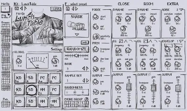 LunchTable by BEATSURFING percussion plugin interface
