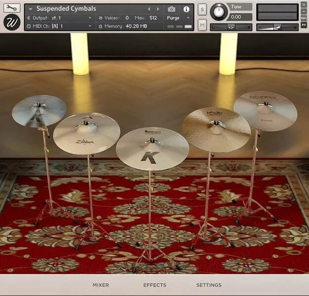 Suspended Cymbals by Wavesfactory Kontakt cymbal instrument interface