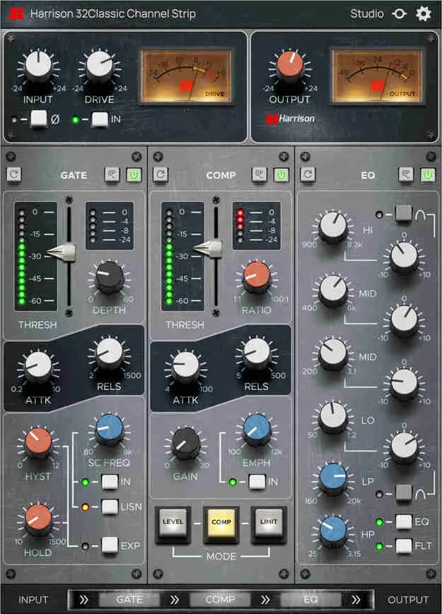32Classic Channel by Harrison Consoles channel strip plugin interface