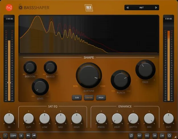BassShaper bass processing multi effect plugin interface by W. A. Production