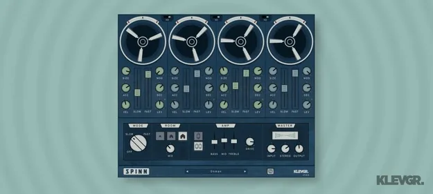 Spinn four-band rotating modulation effect plugin interface by Klevgrand