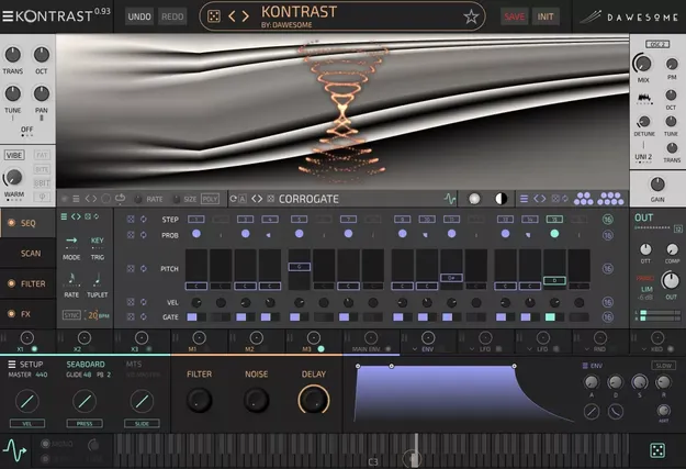 Dawesome KONTRAST by Tracktion wavetable synth plugin interface