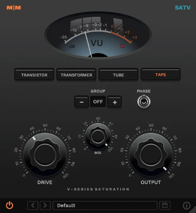 SATV Saturator by Mellowmuse saturation plugin interface